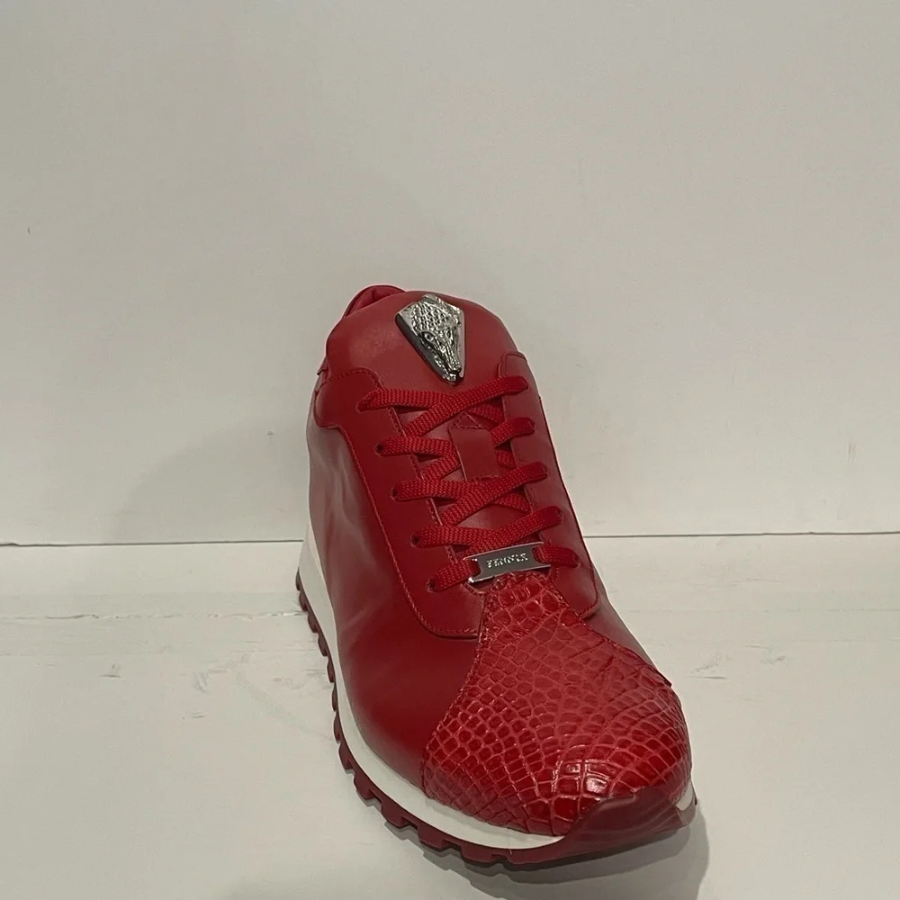 Fennix Italy shoes casual sneaker red leather calf/alligator